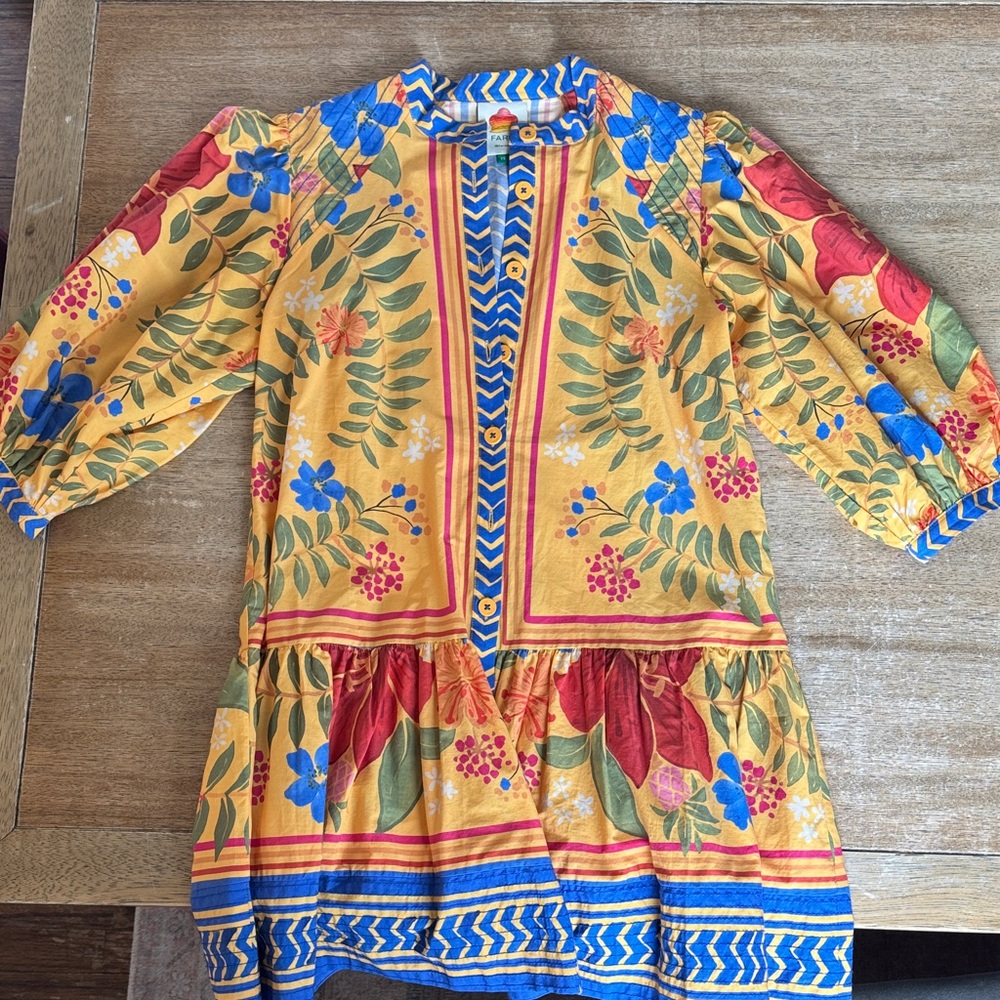 FARM Rio Yellow Floral Mini Dress